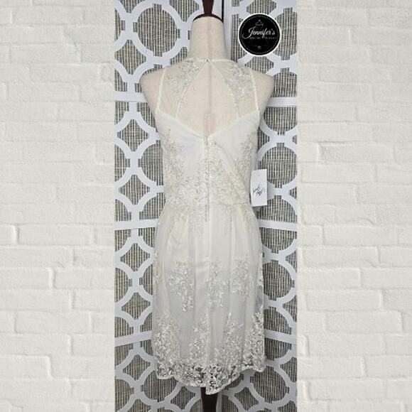 Taylor NWT Cream Embroidered Lace Sleeveless Fit & Flare Dress Size 10 - Picture 6 of 14